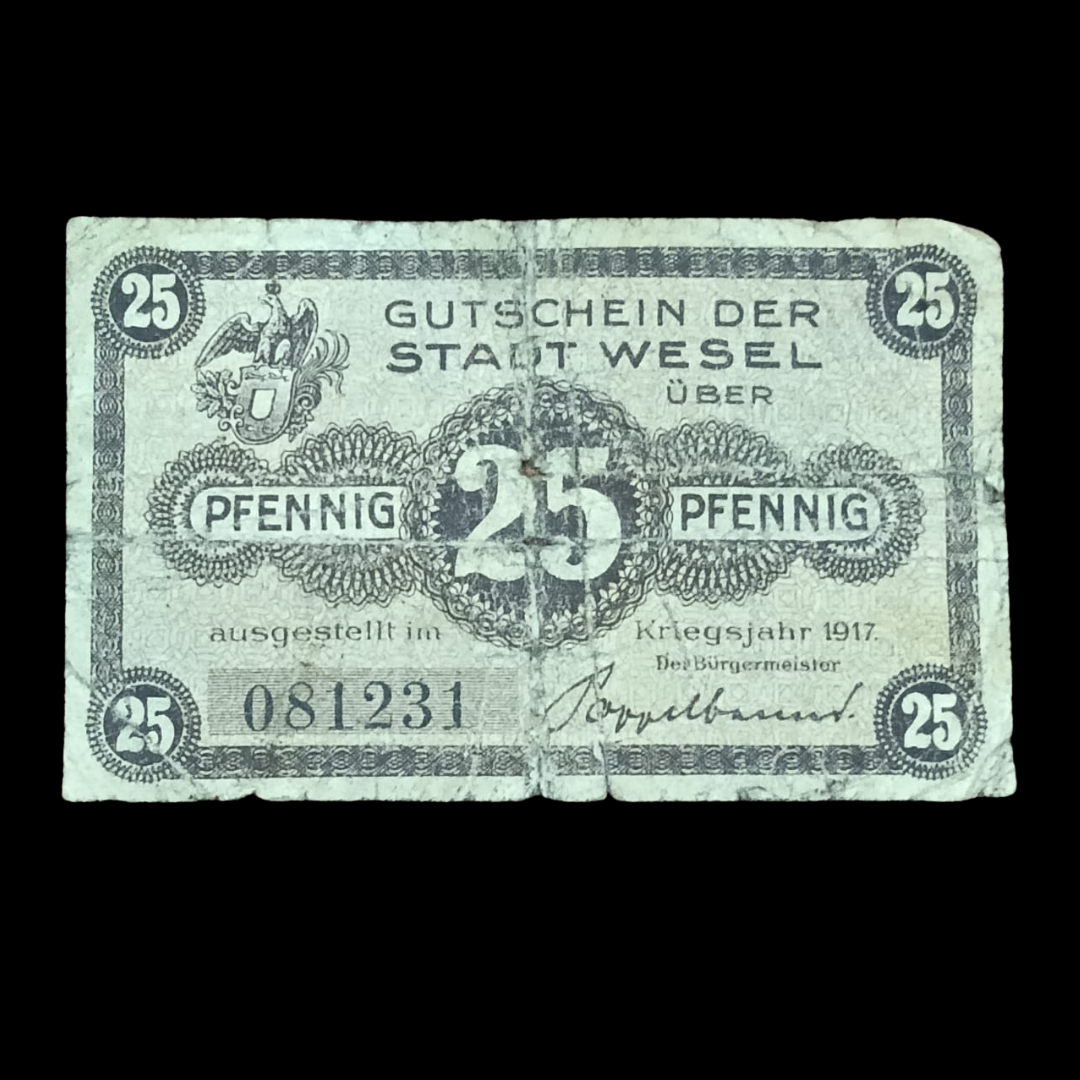 25 Pfennigs Local banknotes Weimar Republic (1918-1933) City of Wesel - Collection Bazzar
