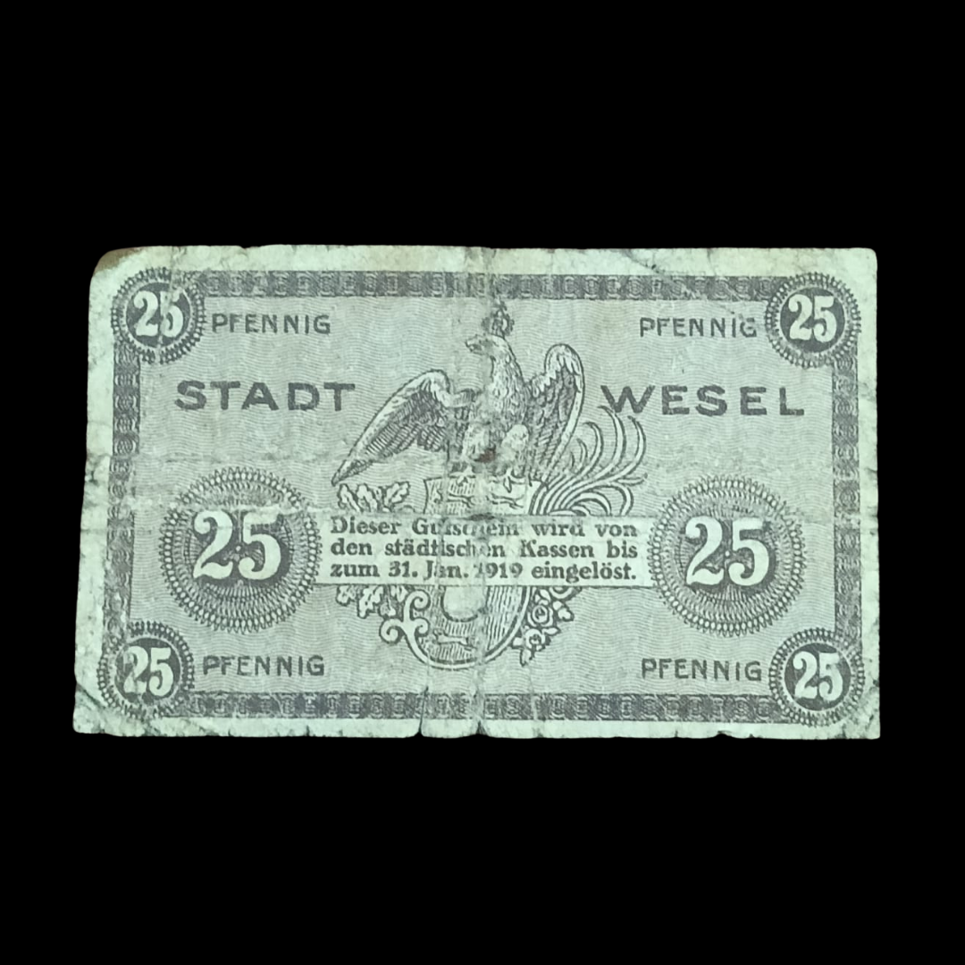 25 Pfennigs Local banknotes Weimar Republic (1918-1933) City of Wesel - Collection Bazzar