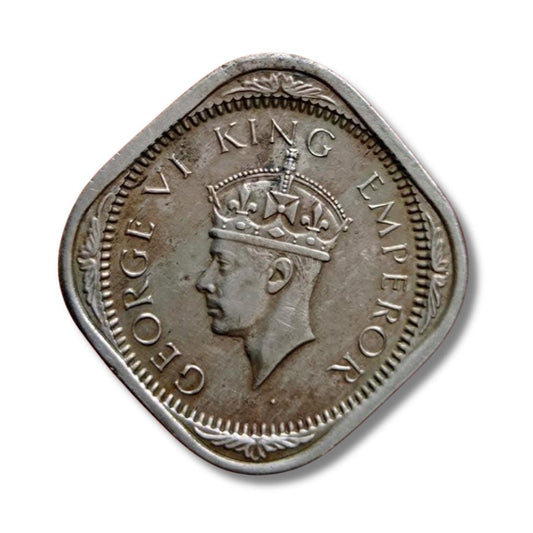 1942 2 Anna Coin – George VI King Emperor | British India Copper-Nickel (Excellent Condition)