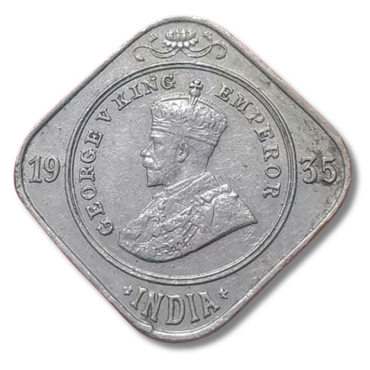 1947 2 Anna Coin – George VI King Emperor | Last British India Issue (Excellent Condition)