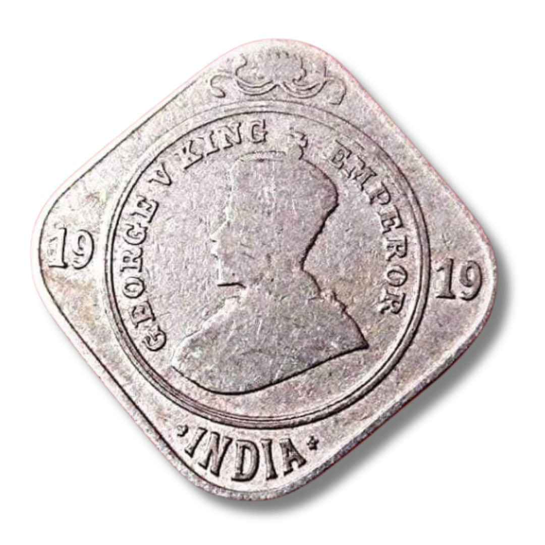 1919 2 Anna Coin – George V King Emperor | British India Nickel Coin (Excellent Condition)