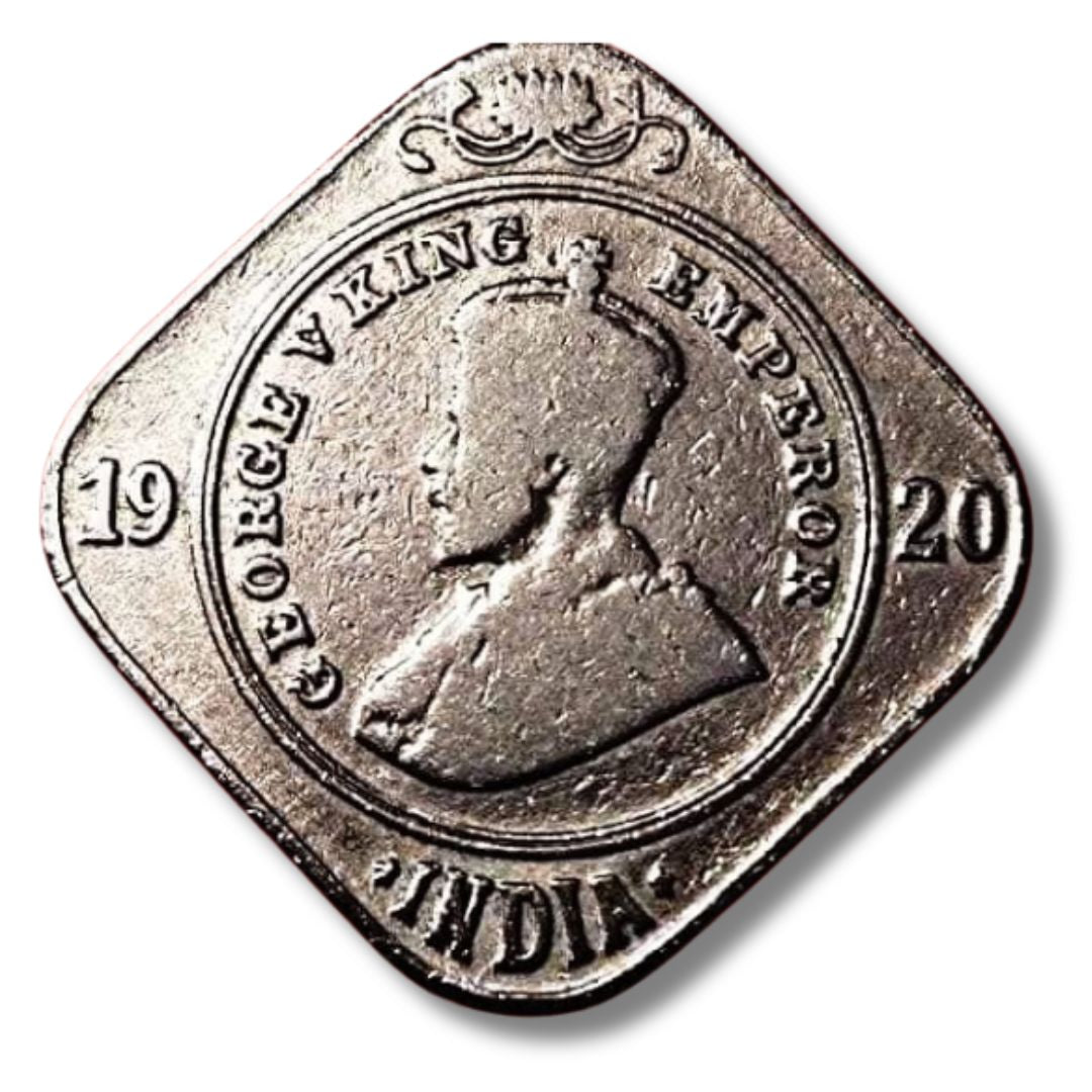 1920 2 Anna Coin – George V King Emperor | British India Round Nickel Coin (Excellent Condition)