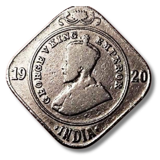 1920 2 Anna Coin – George V King Emperor | British India Round Nickel Coin (Excellent Condition)
