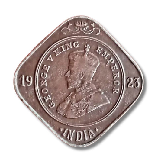 1923 2 Anna Coin – George V King Emperor | British India Round Nickel Coin (Excellent Condition)