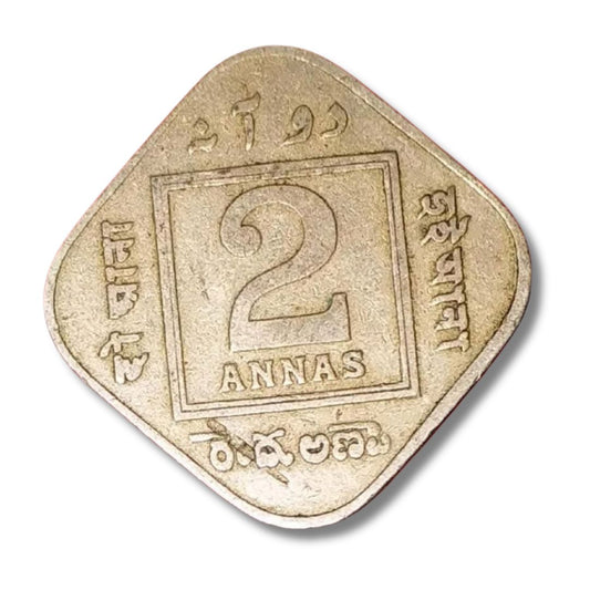 1924 2 Anna Coin – George V King Emperor | British India Nickel Coin (Excellent Condition)
