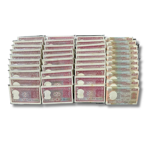 ₹2 Satellite & Tiger Note Bundles – 100 Notes Each | Price ₹4000 | Rare RBI Currency