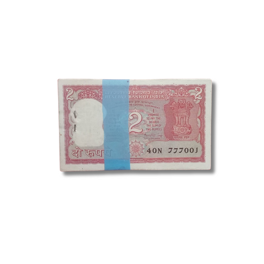 ₹2 Tiger Note Packet | Prefix 40N | Serial 777001 | Extremely Rare | Dr. Manmohan Singh | 100 Notes | UNC Condition