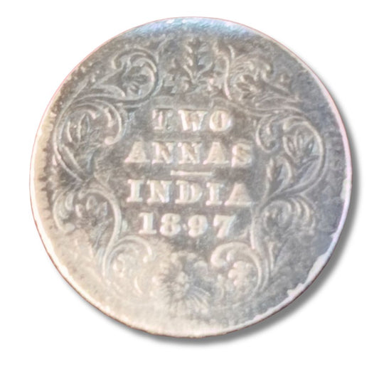 2 Anna Victoria Empress Year 1897 Silver Coin As Per Condition