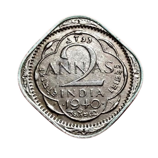 1940 2 Anna Coin – British India | George VI King Emperor | Collectible Vintage Coin