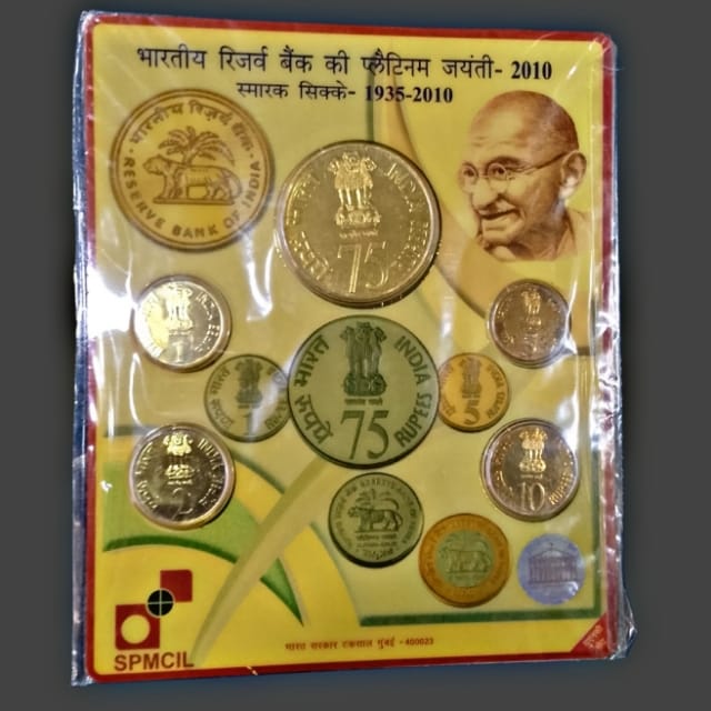 Platinum jubilee of reserve bank of India -2010 commemorative coins 1935-2010 rare collectible