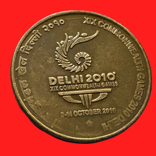 Rs 5 Delhi 2010 XIX Commonwealth Games Coin Commemorative Collectible - Collection Bazzar