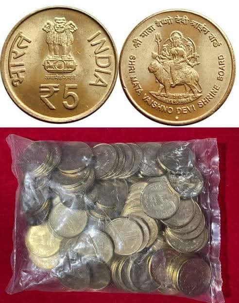 5 RS VESHNODEVI NOIDA MINT  100 COIN Pouch - Collection Bazzar