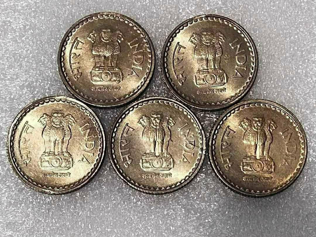 5 Rupees Floral C/N 2004 Bombay Mint Ultra BUNC With-Golden Luster qty 5 - Collection Bazzar