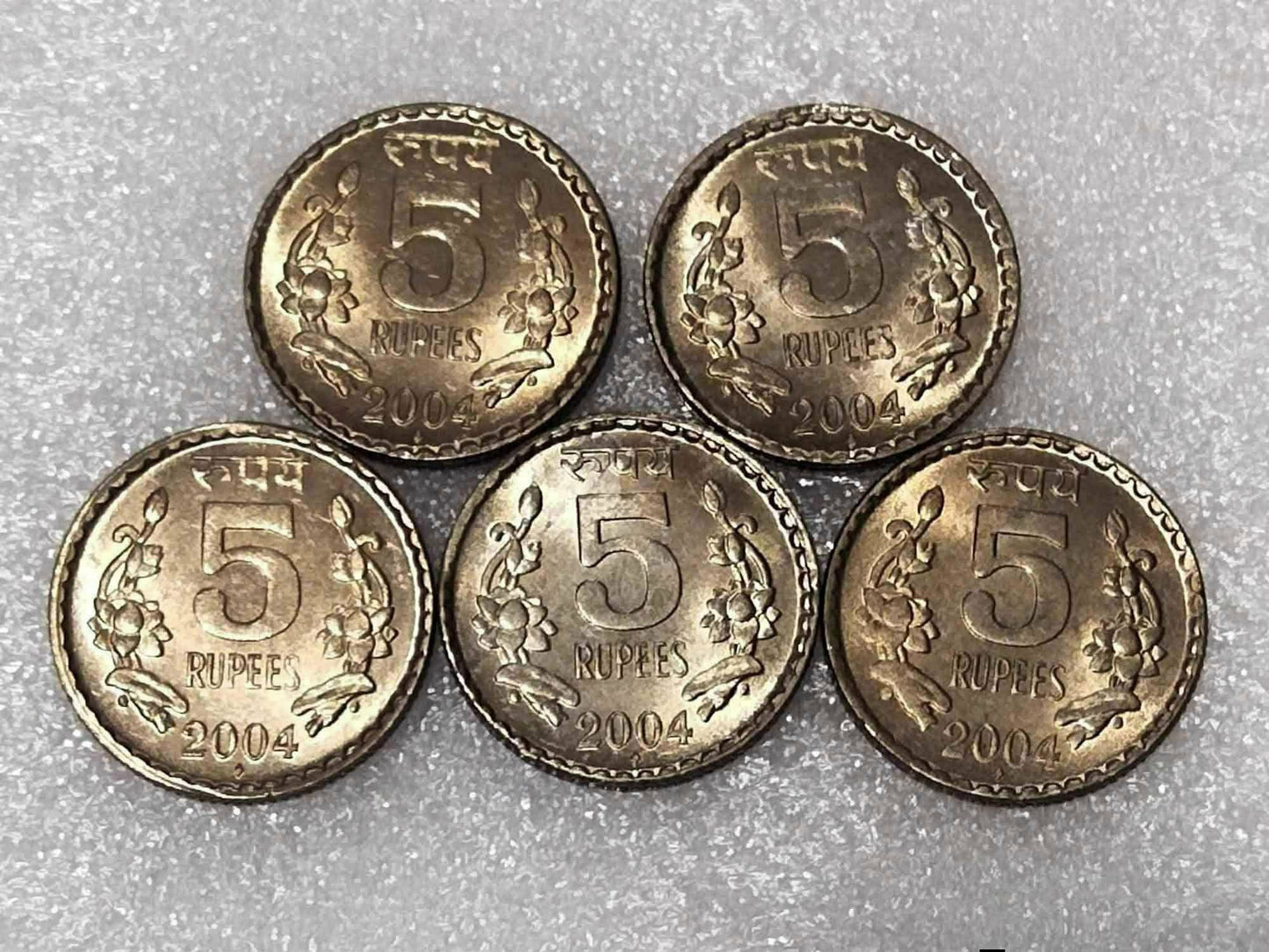 5 Rupees Floral C/N 2004 Bombay Mint Ultra BUNC With-Golden Luster qty 5 - Collection Bazzar