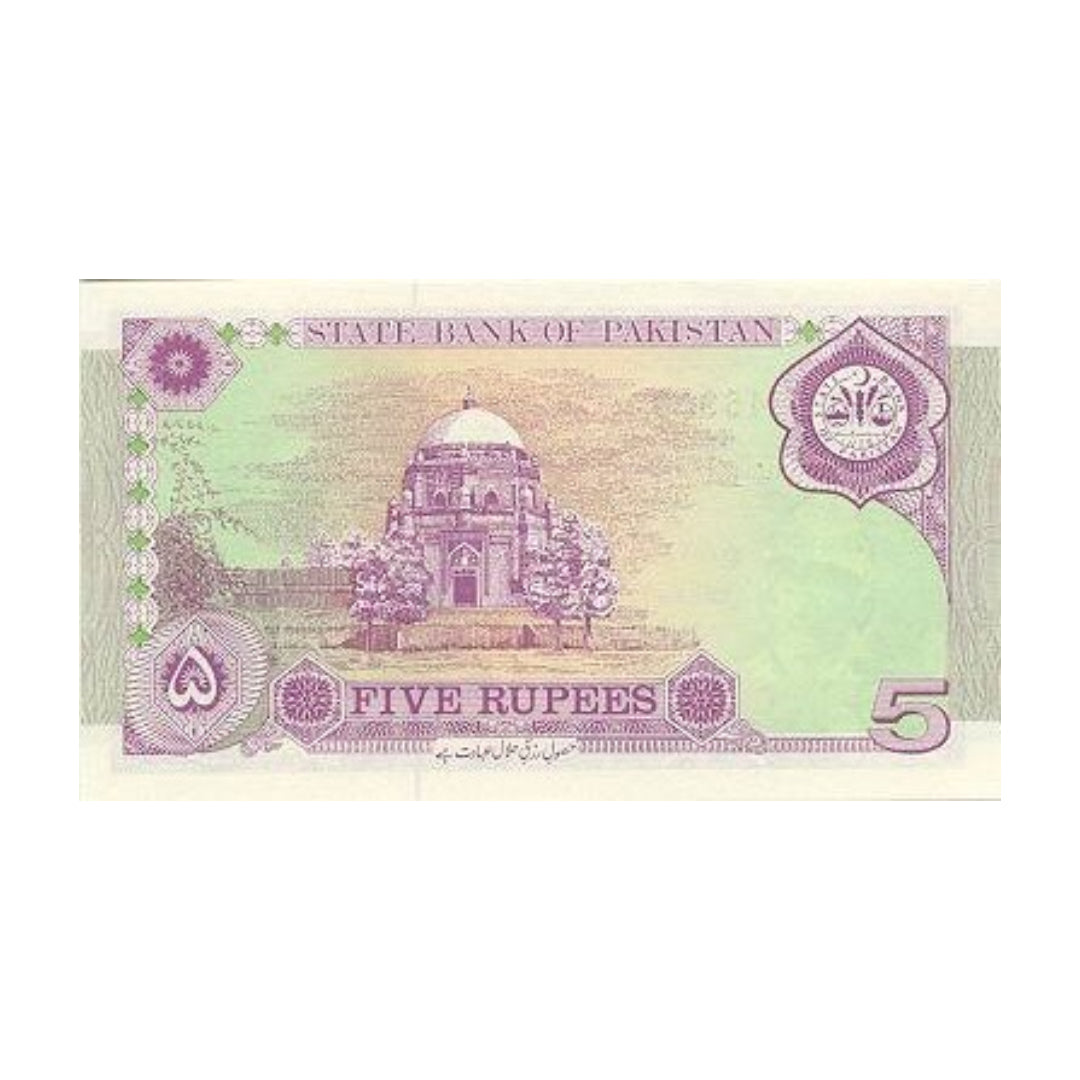 5 Rupees Pink Border Note Government of Pakistan Rare Collectible - Collection Bazzar