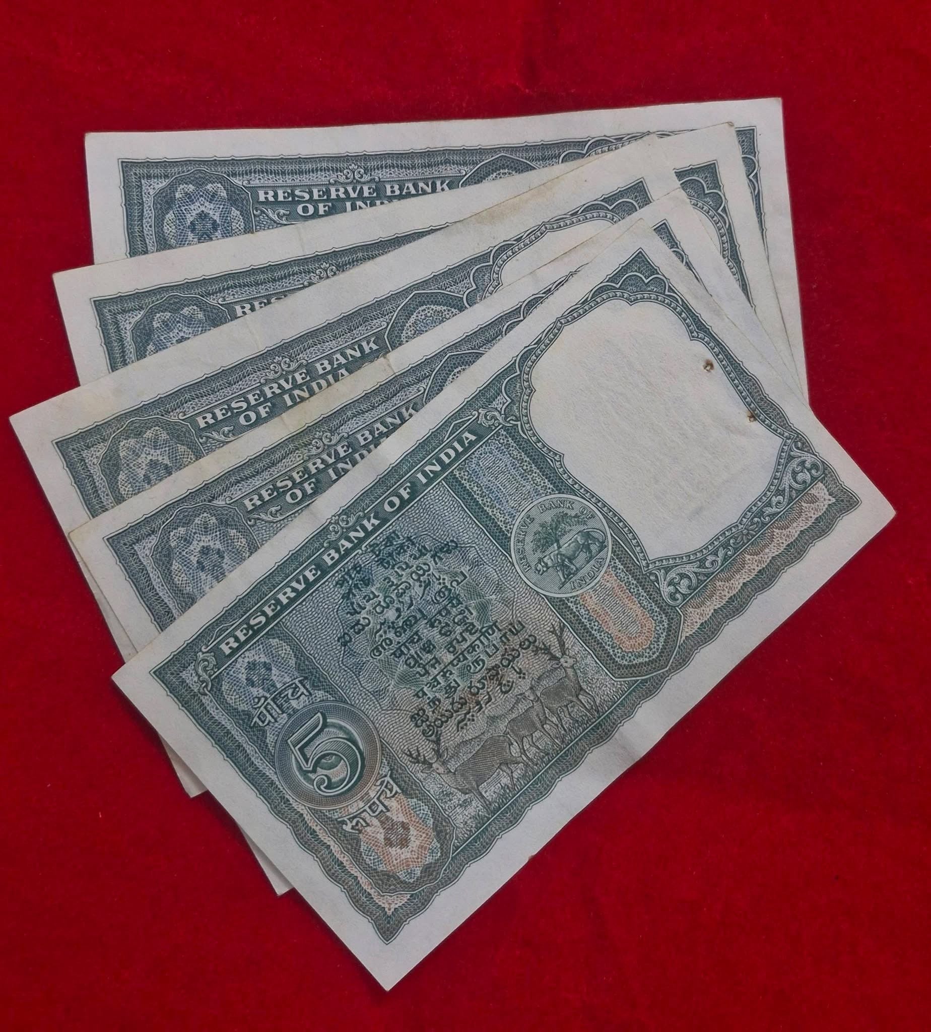 5 Rupees  faffra note GEM UNC 5 pcs extremely rare - Collection Bazzar