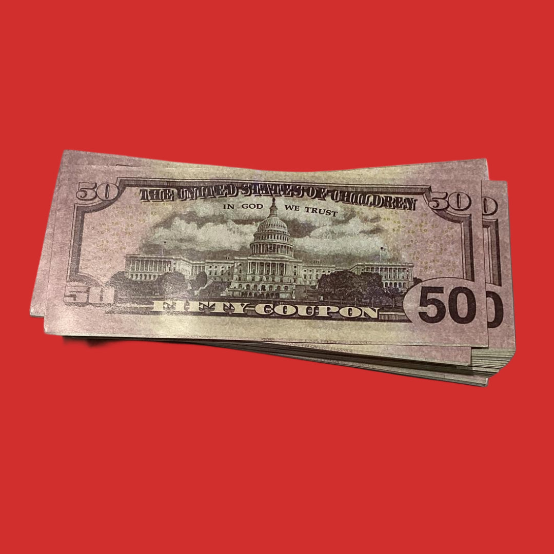 50 Dollar Coupon Children Bank 50 Notes Packet Children Play - Collection Bazzar