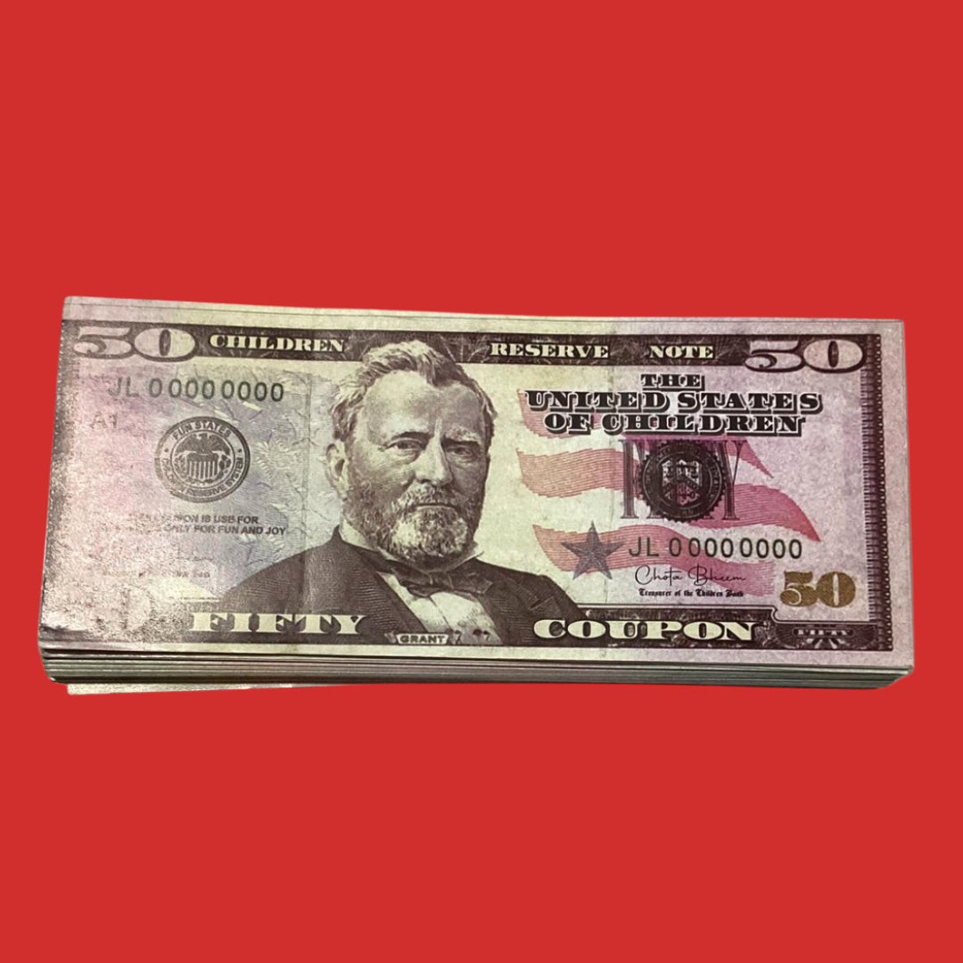50 Dollar Coupon Children Bank 50 Notes Packet Children Play - Collection Bazzar