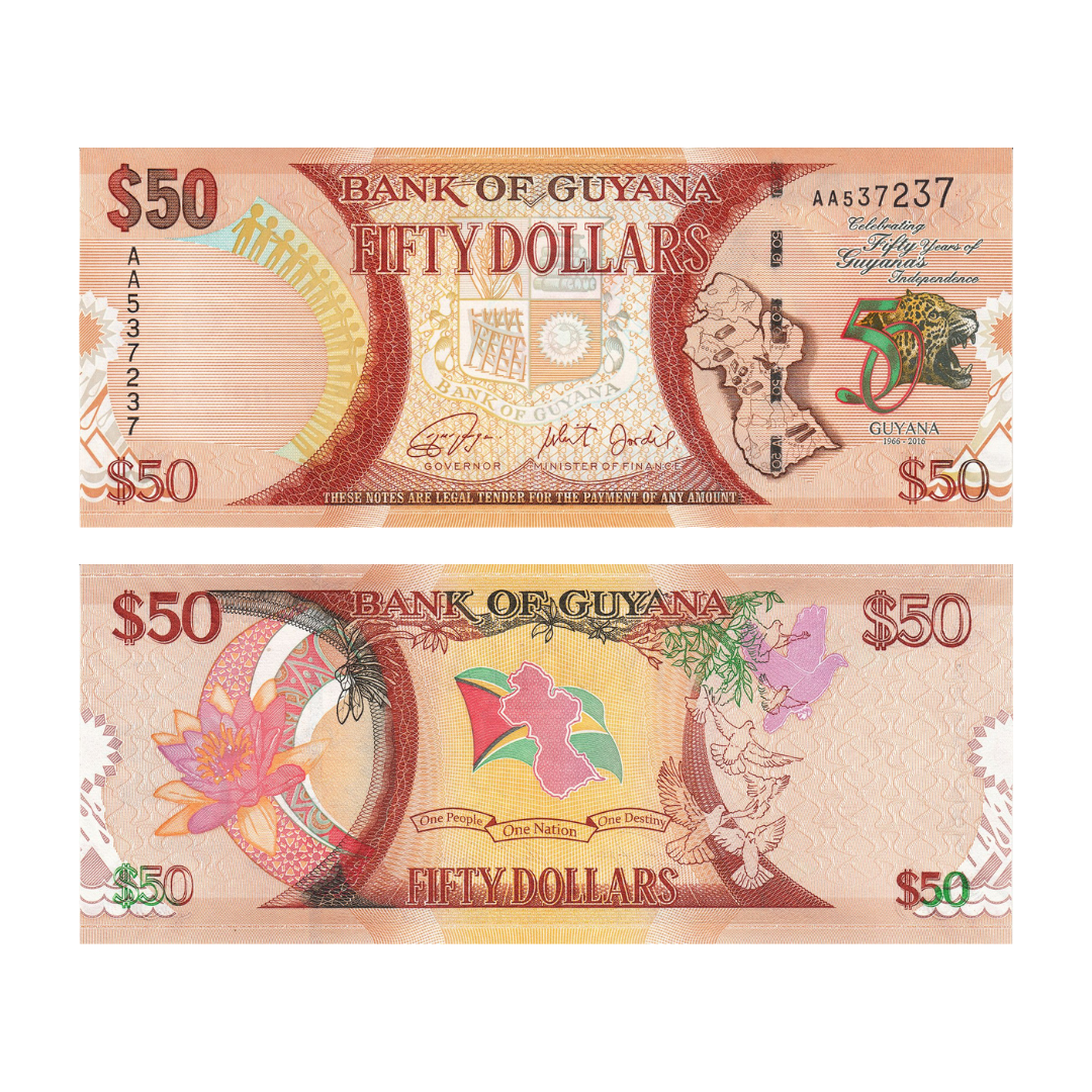 50 Dollars 50 Years of Guyana’s Independence Bank of Guyana - Collection Bazzar