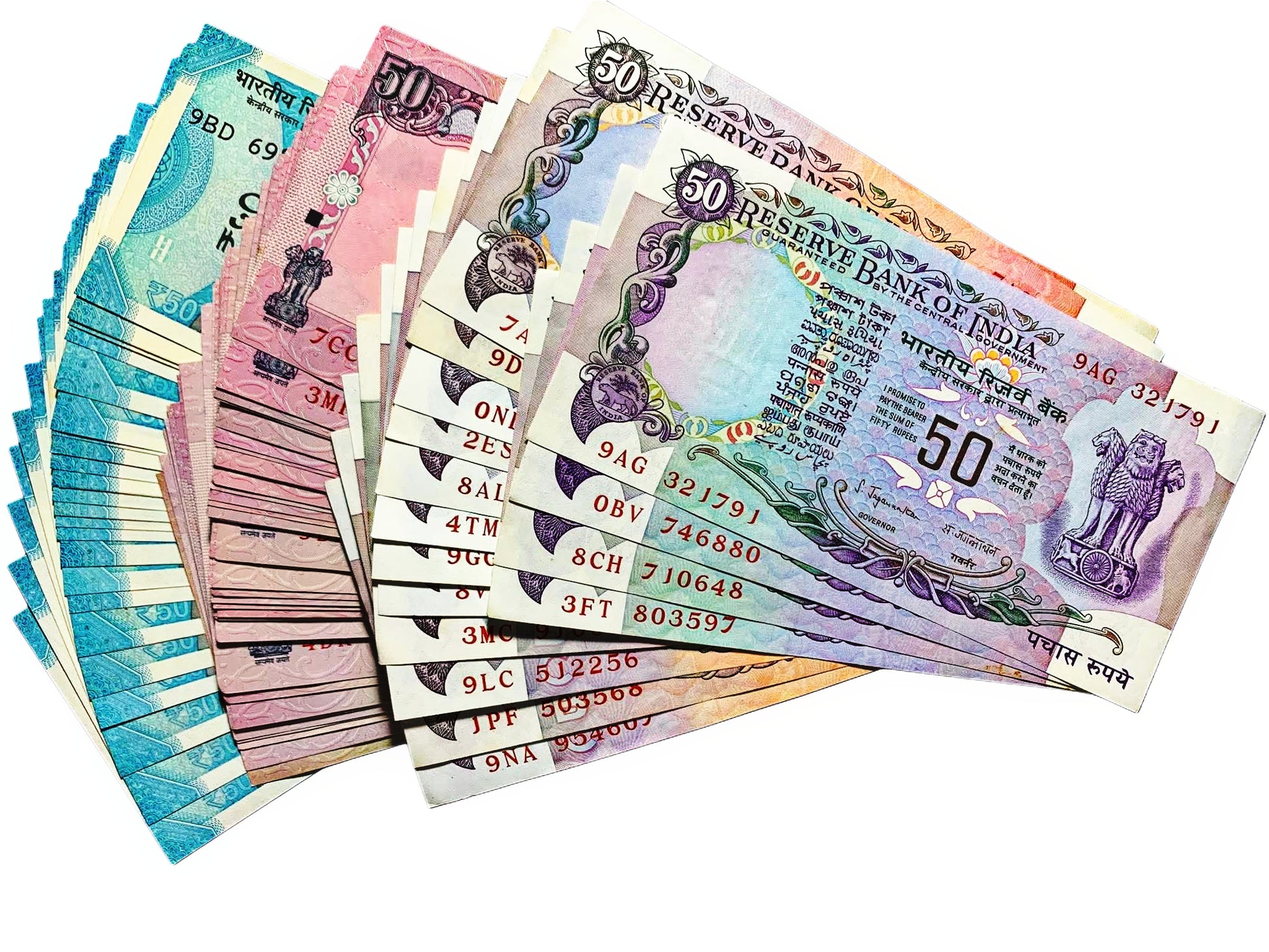 50Rs (F1 To F102) Till 2024, Total 102 Notes Signature Set. Unc rare extremely - Collection Bazzar