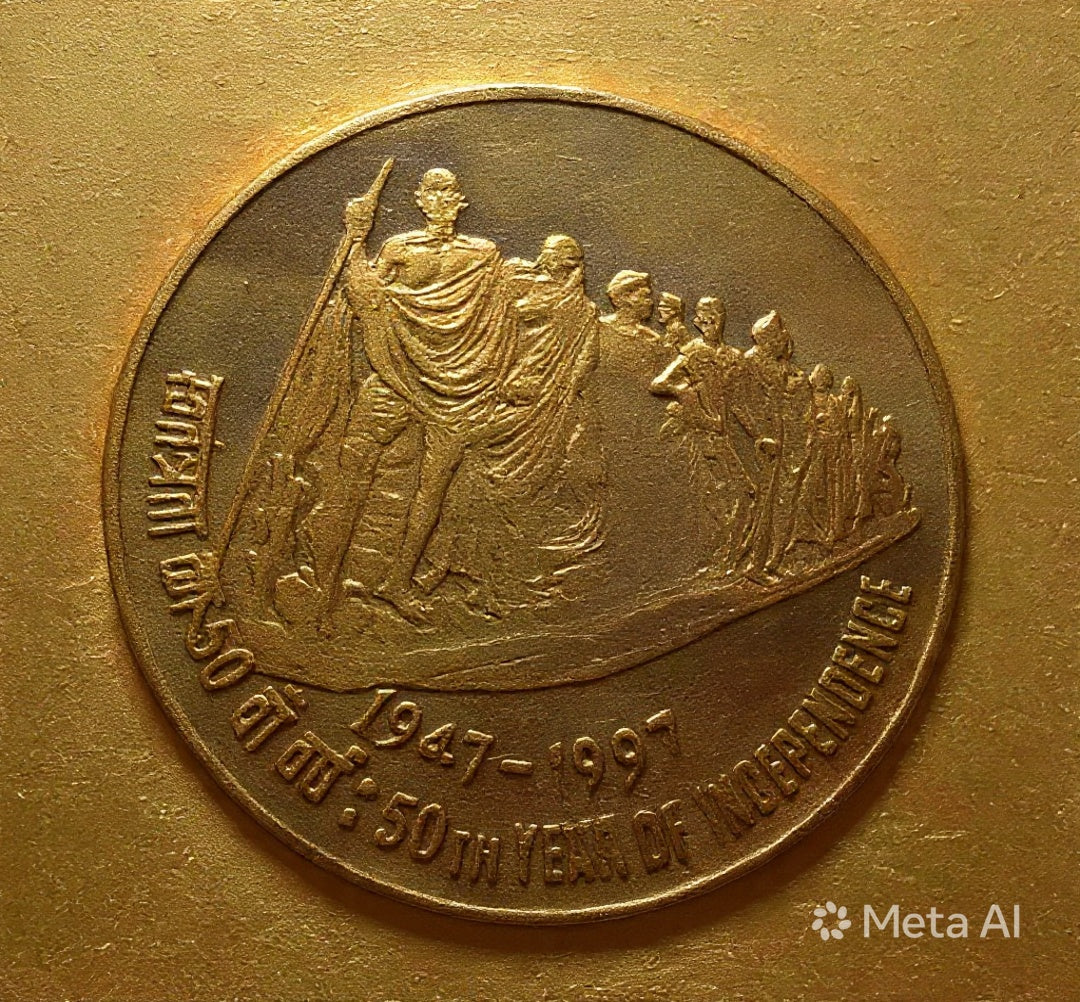 50 Paisa 50TH YEAR OF INDEPENDENCE KOL MINT RARE - Collection Bazzar