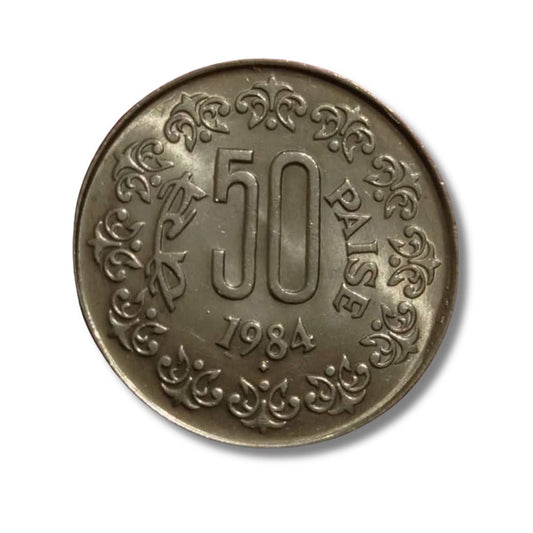50 Paise Coin 1984  Republic India  Stainless Steel collectible - Collection Bazzar