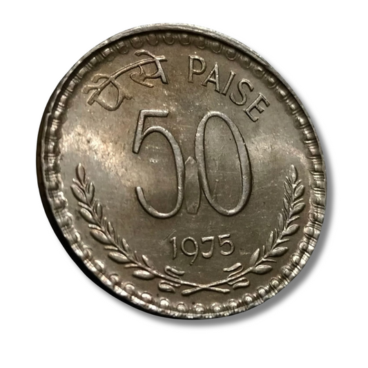 50 Paise Coin | Year 1975 | Kolkata Mint | Republic India | Scarce Circulation - Collection Bazzar