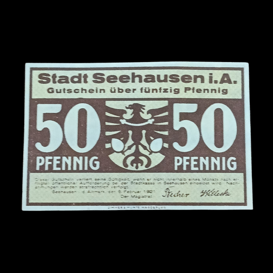 50 Pfennigs Local banknotes City of Seehausen in der Altmark - Collection Bazzar