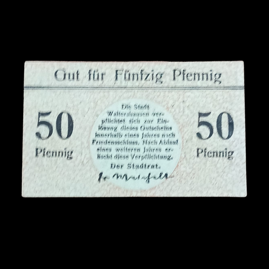 50 Pfenning Local Banknotes Waltershausen Thüringen zirkuliert - Collection Bazzar