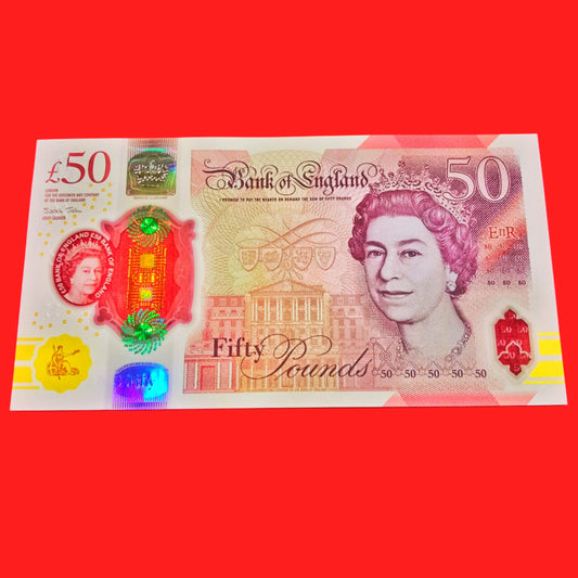50 Pound Bank of England Currency Beautiful polymer note with holy 687786 no rare - Collection Bazzar