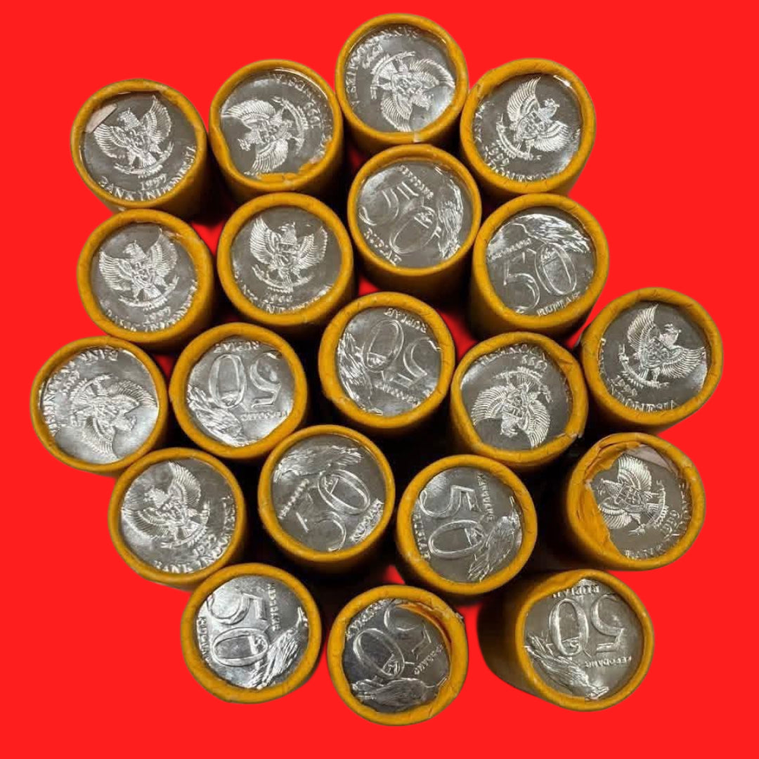 50 Rupiah Indonesia 25 coins Roll Each Roll Price World Currency - Collection Bazzar