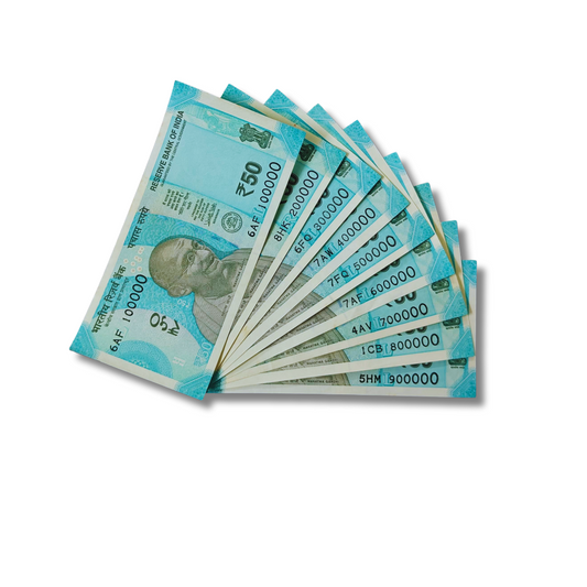 ₹50 Note Set – 9 Notes Serial 100000 to 900000 | Milestone Series | UNC Condition