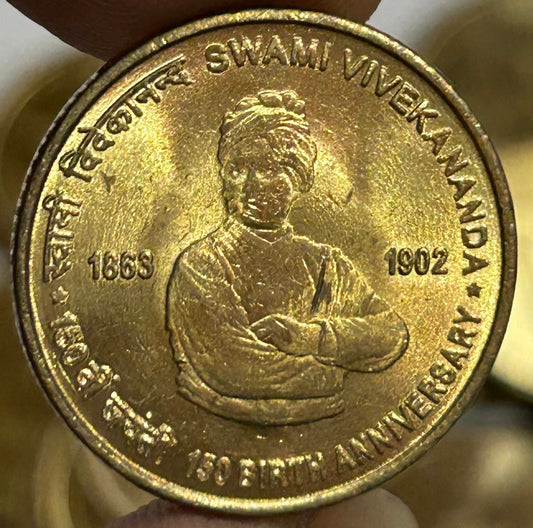 Rs 5 SWAMI VIVEKANANDA ( C ) MINT SCARCE  100PCS LOT ( GEM GRADE ) ISSUED