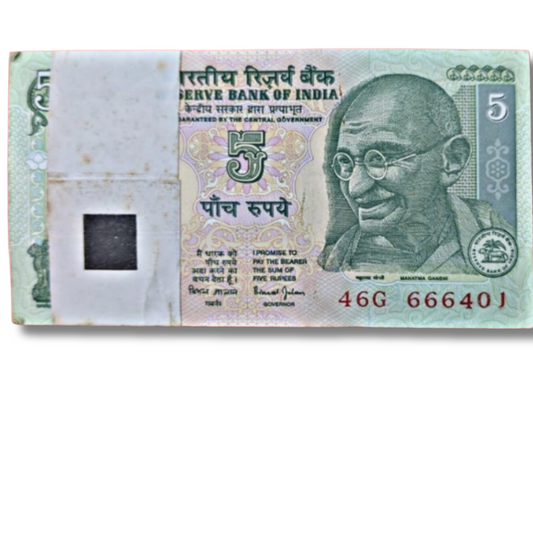 ₹5 Note Packet | Prefix 46G | Serial 666401 | Starting 666 Fancy Number | Governor Bimal Jalan | 100 UNC Notes