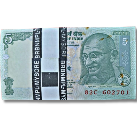 ₹5 Note Packet | Prefix 82C | Serial 602701 | Includes 786 Bismillah Number