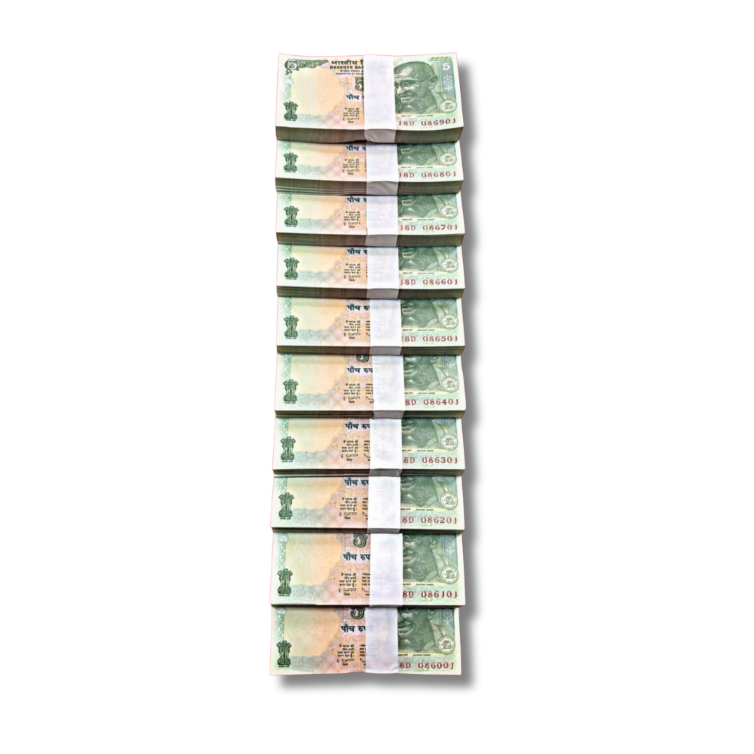 ₹5 Note Rim Set – 10 Packets Serial 086901 to 086001 – Governor D. Subbarao