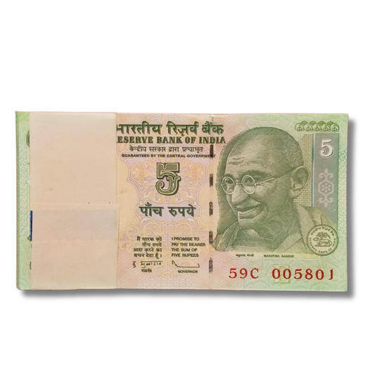 ₹5 Old Gandhi Note – Serial Packet 005801 | Lower Number | D. Subbarao