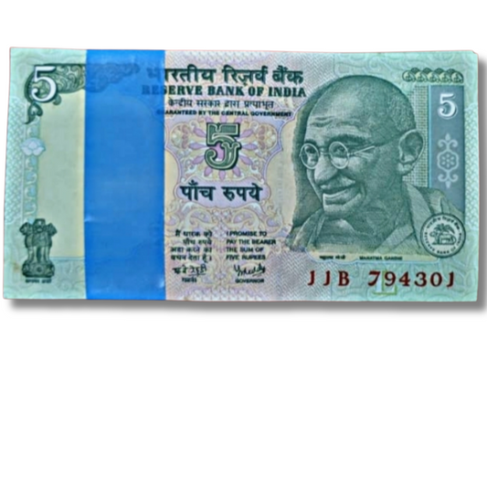 ₹5 Old Note Packet | Prefix 11B Serial 794301 | Reverse 143 "I Love You" Number | Y. V. Reddy | UNC Condition