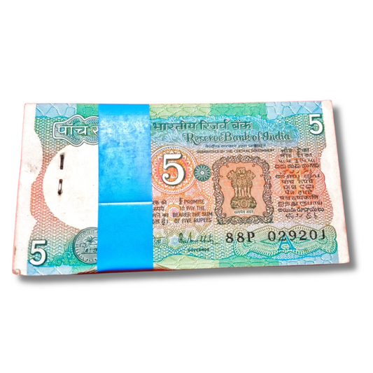 ₹5 Old Note Packet – Serial 029201 | 214 Jai Shree Ram Note Included