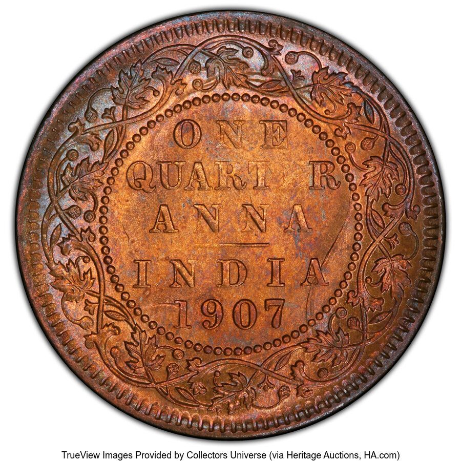 One Quarter Anna 1907 Edward VII King Given Different Good Condition