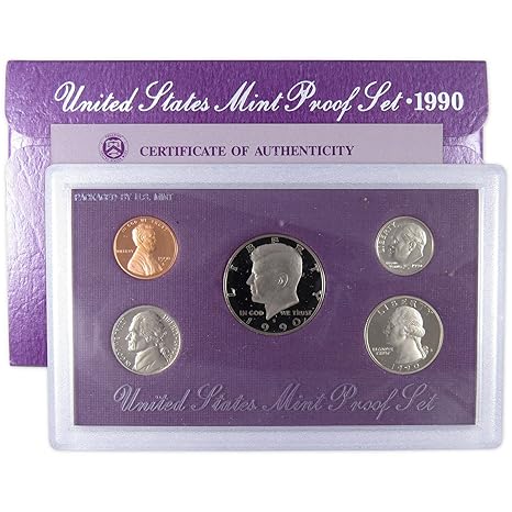 1990 United States Proof Coin Set | 5 Coins – 1 Cent, 5 Cent, 10 Cent, Quarter, Half Dollar