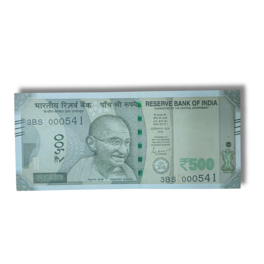 Rs. 500 Currency Note – Fancy Serial Number 000541 | Single Collectible Note