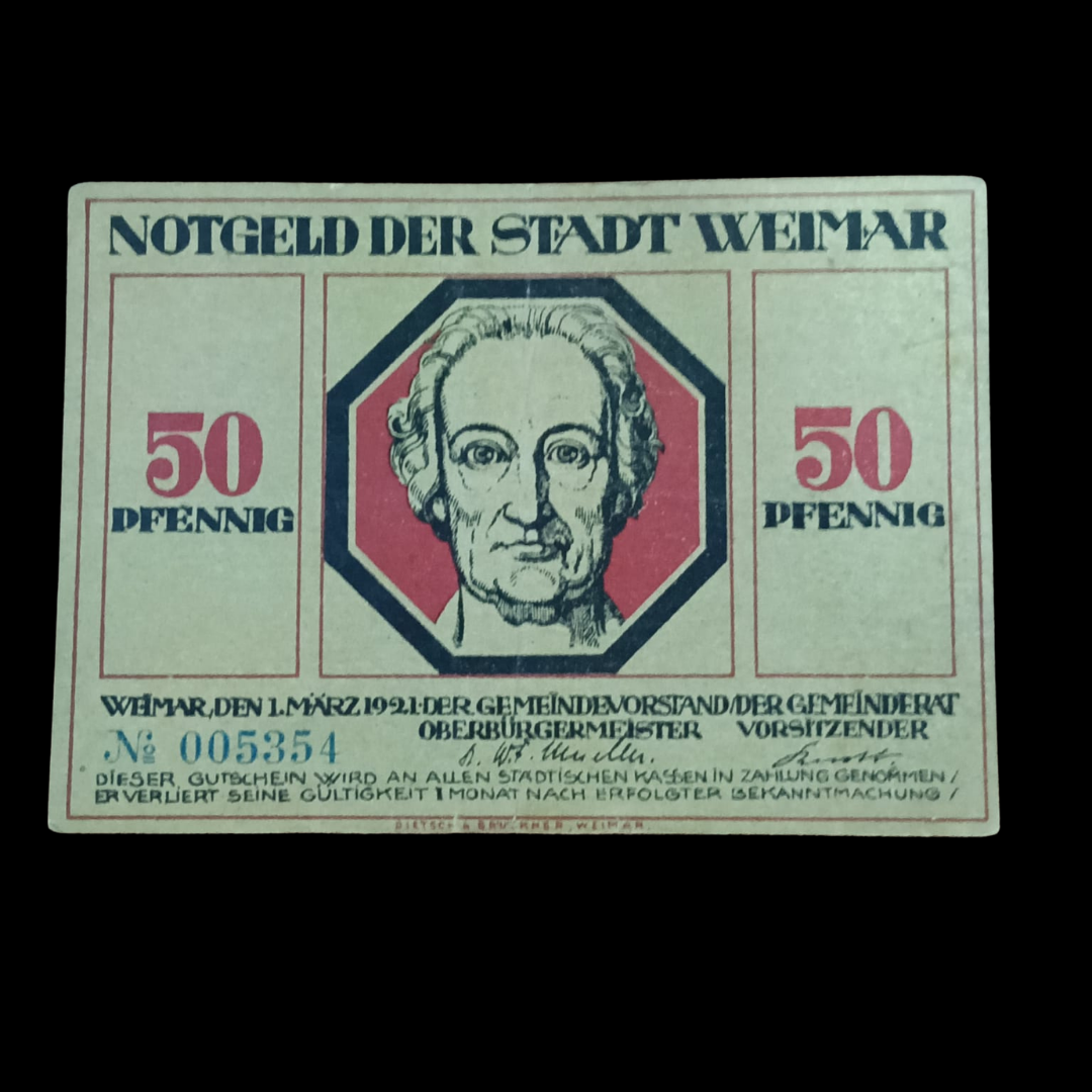 50 Pfennig Notgeld City of Weimar (Thuringia) Weimar Republic