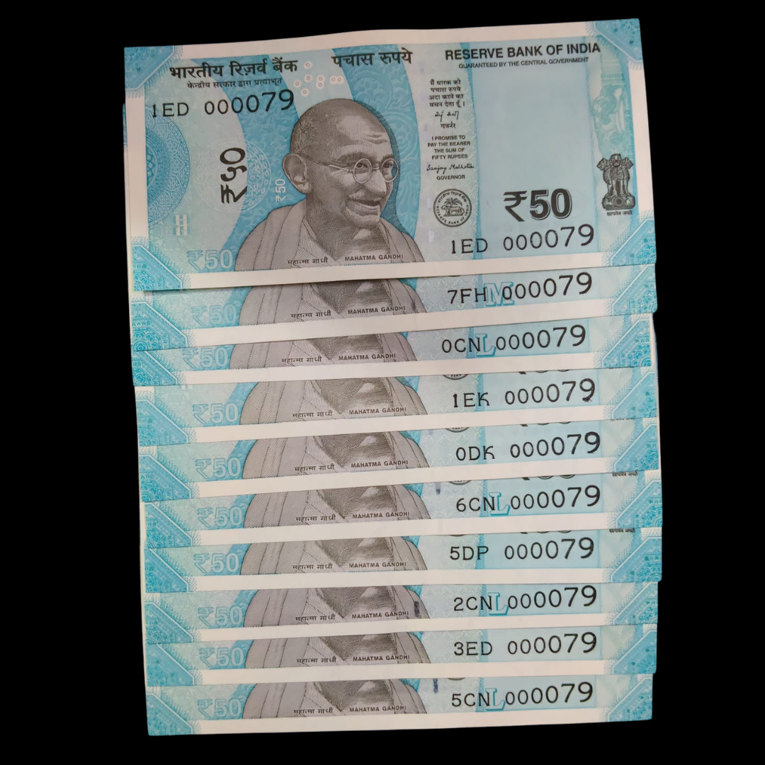 Rs 50 Super Lower Number 10 Pcs Lot 000079 Rare Difficult To Collect