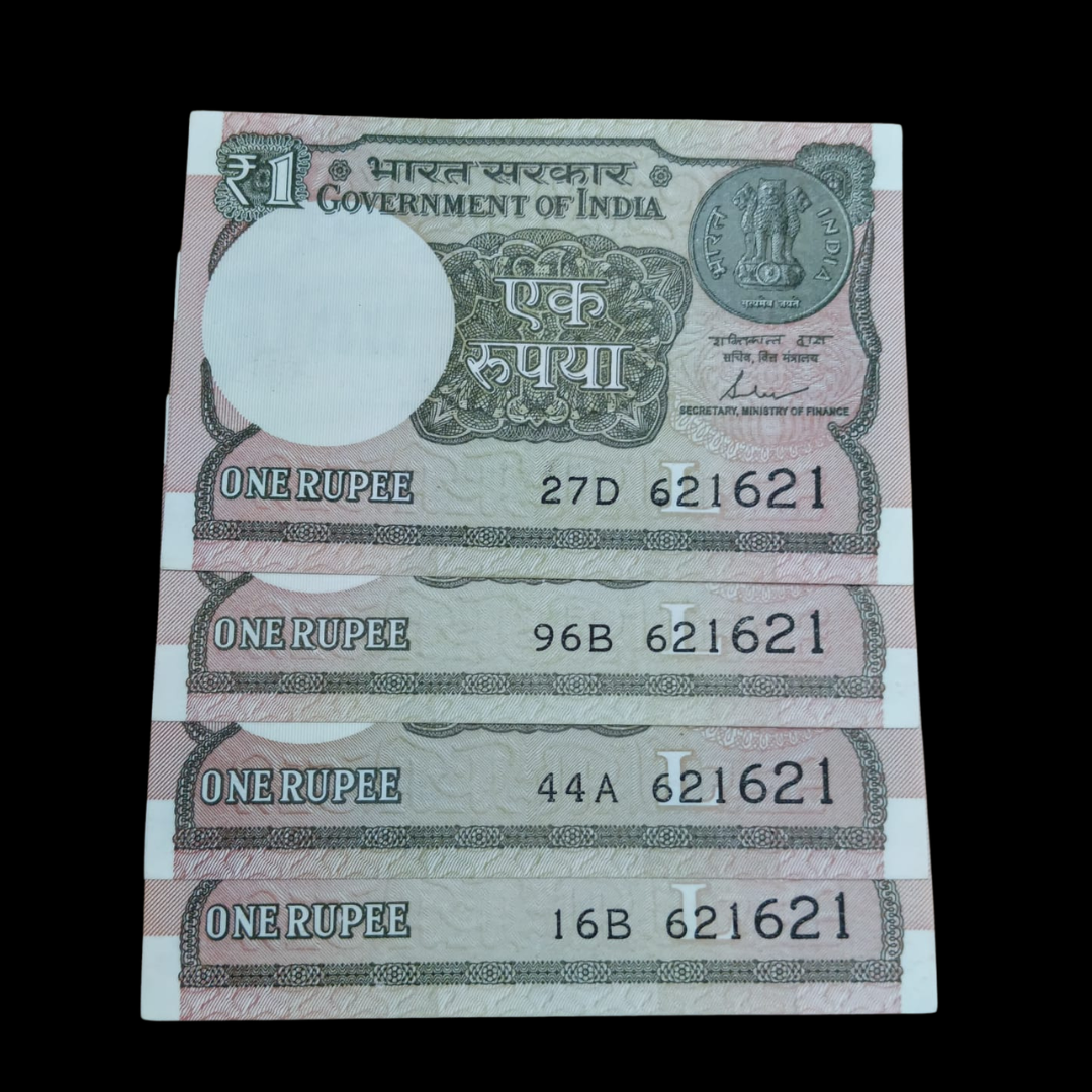 Rs 1 Set of 4 Notes Doubling Number 621621 Hard To Collect