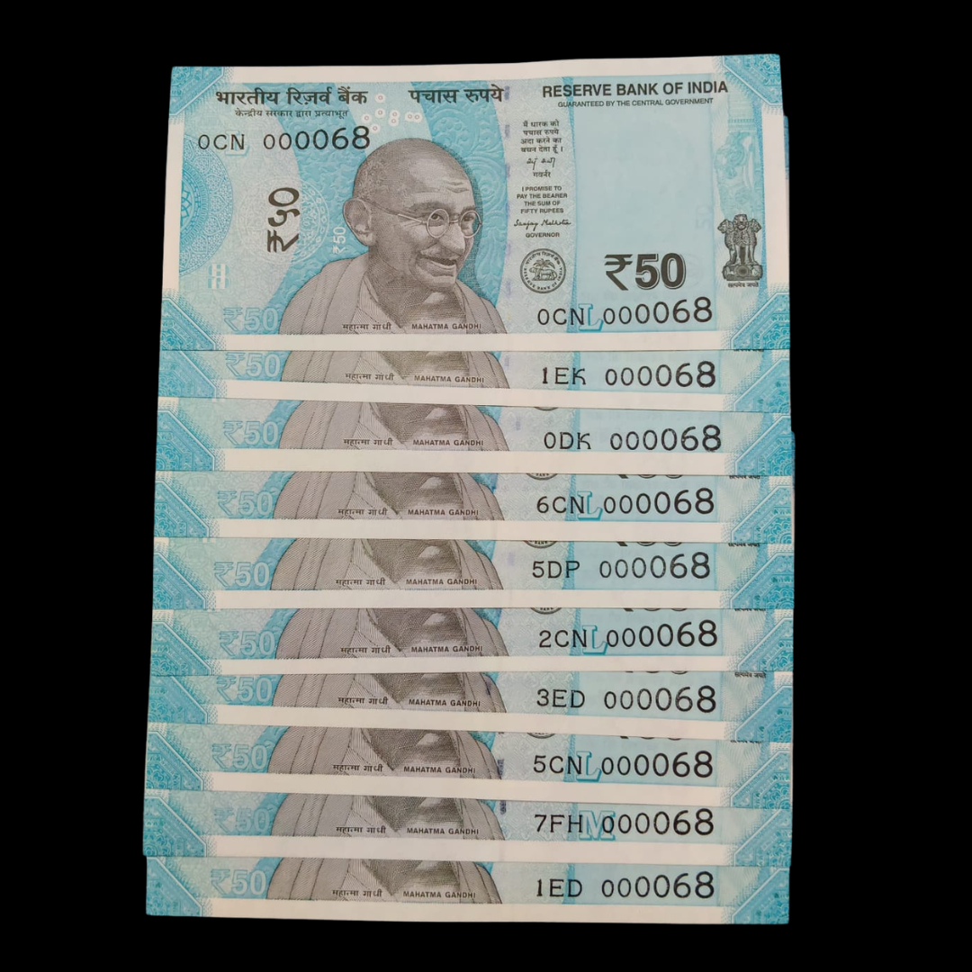 Rs 50 Super Lower Number 10 Pcs Lot 000068 Rare Difficult To Collect