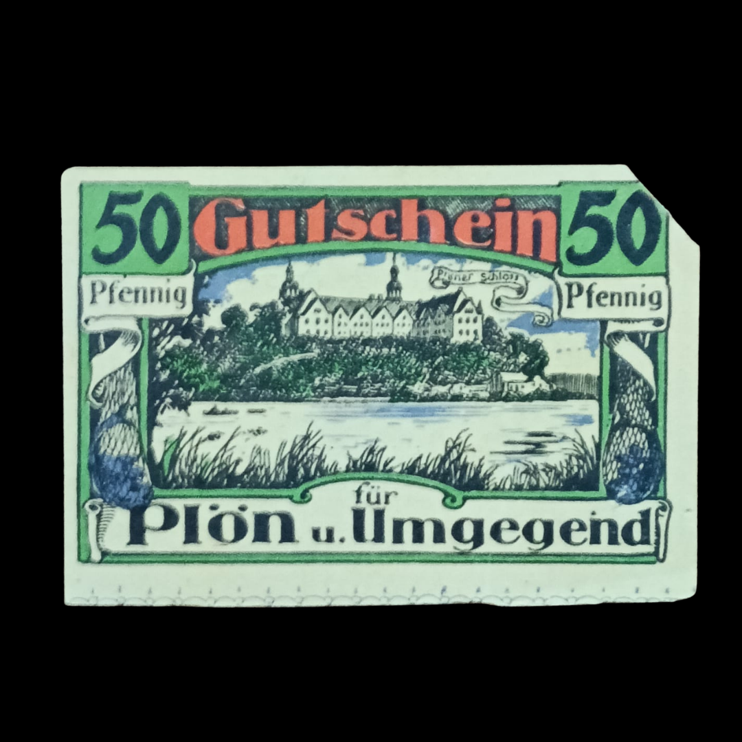 50 Pfennig Local Banknote, Germany, Plön Phare, 1921