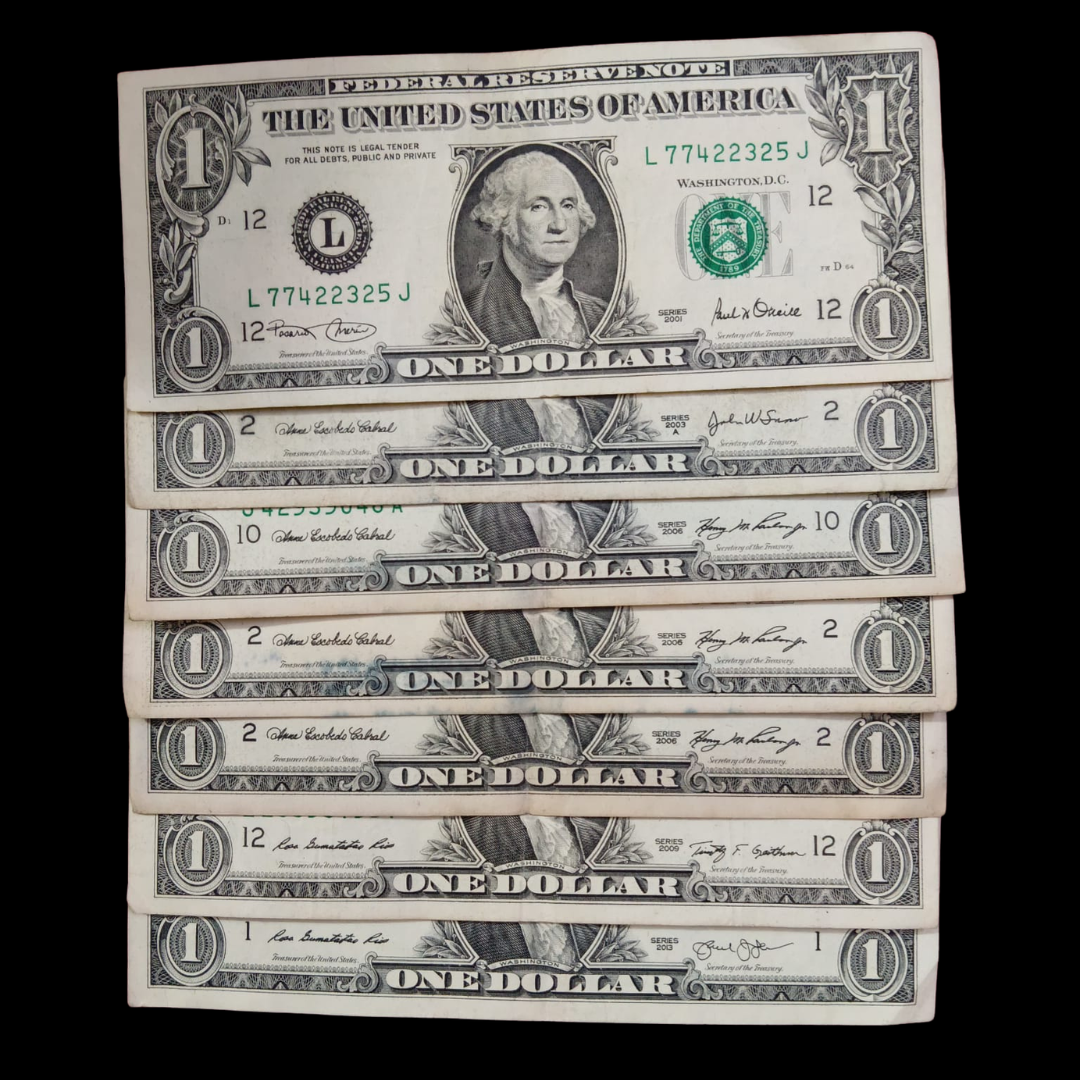 Buy 1 Dollar  Set of 7 Notes Different Year Series Mix Governor