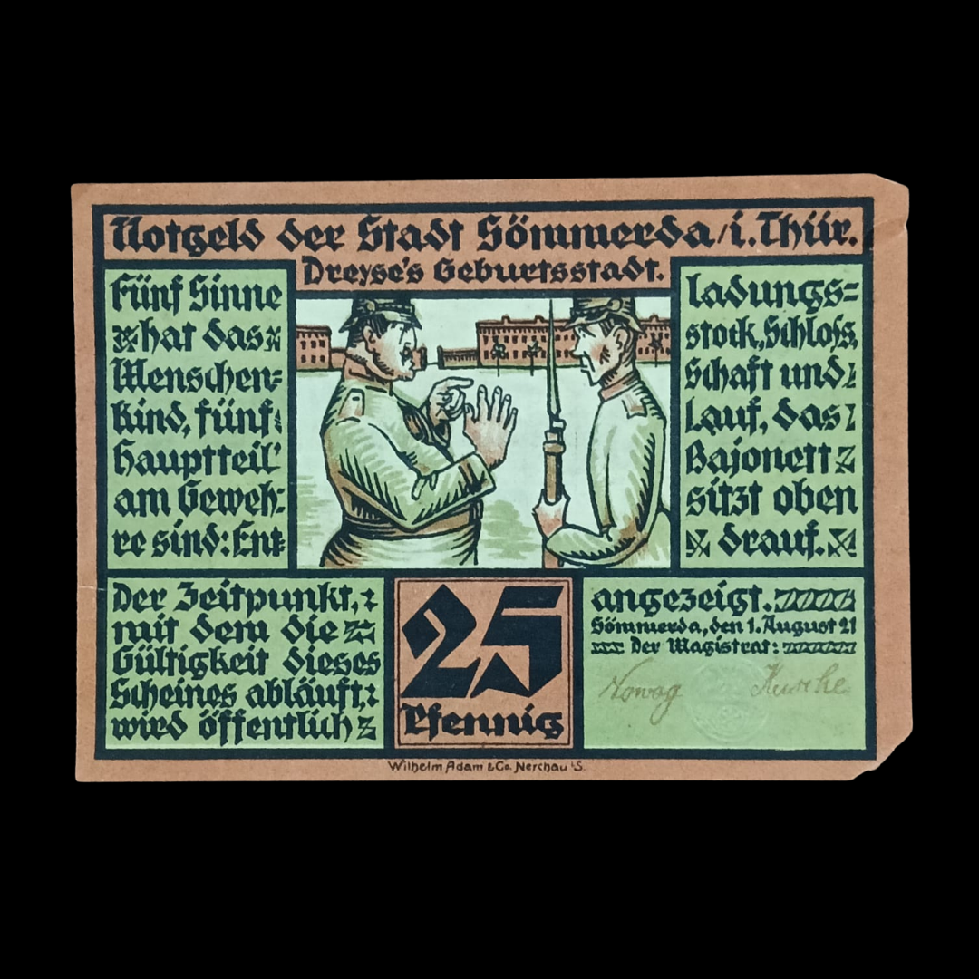 25 Pfennig Local Banknote Germany, Sömmerda village, 1921