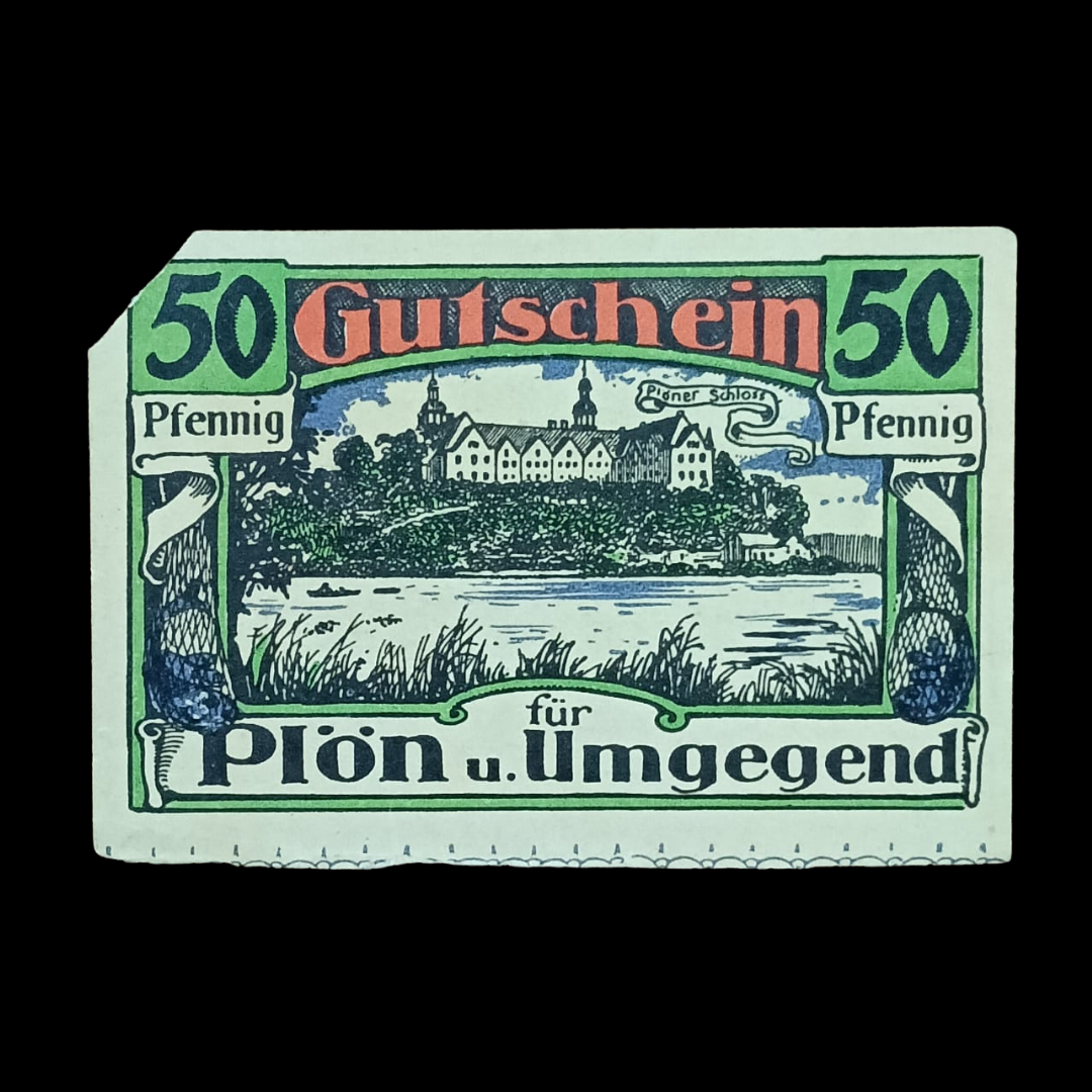 50 Pfennig Local Banknote, Germany, Plön Phare, 1921